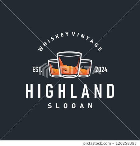 Whiskey Logo, Drink Label Design With Old Retro Vintage Ornament Illustration Premium Template Whiskey Logo, Drink Label Design With Old Retro Vintage Ornament Illustration Premium Template 120258383