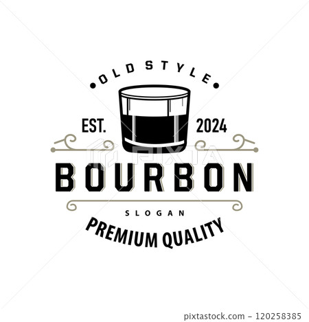 Whiskey Logo, Drink Label Design With Old Retro Vintage Ornament Illustration Premium Template Whiskey Logo, Drink Label Design With Old Retro Vintage Ornament Illustration Premium Template 120258385