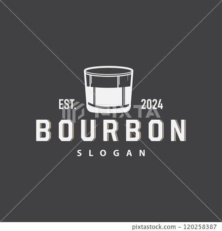 Whiskey Logo, Drink Label Design With Old Retro Vintage Ornament Illustration Premium Template 120258387