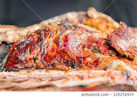 Grilled Meat with Juicy Caramelized Texture 120258424