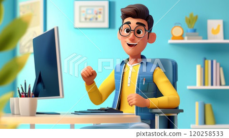 Voice-Controlled Virtual Assistant A vibrant, modern 3D cartoon illustration. 120258533