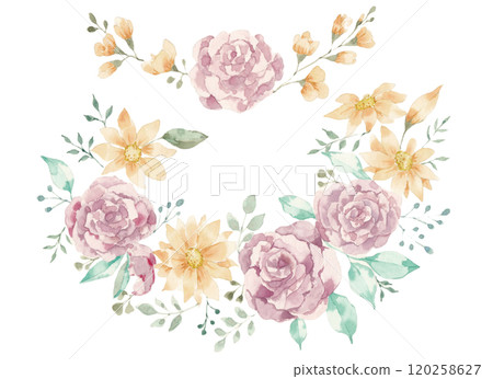 玫瑰花環的水彩插圖 120258627