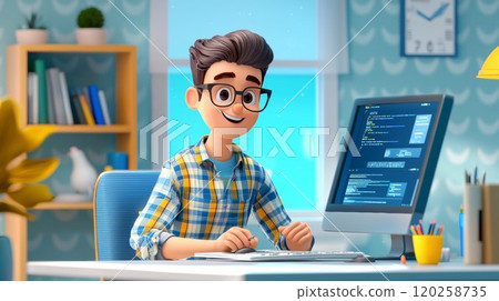 AI Automated Code Review A vibrant, modern 3D cartoon illustration. 120258735