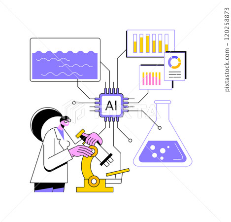 AI-Backed Water Quality Control abstract concept vector illustration. AI-Backed Water Quality Control abstract concept vector illustration. 120258873
