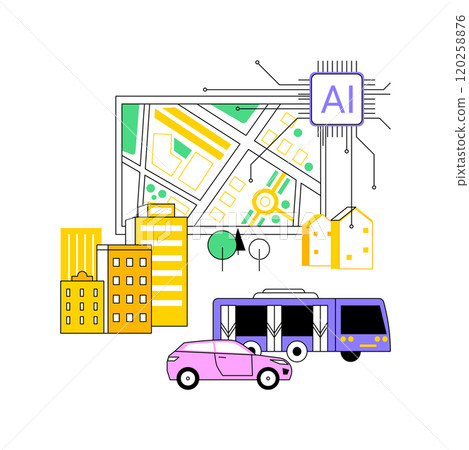 AI-Optimized Urban Planning abstract concept vector illustration. 120258876