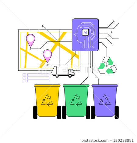 AI-Supported Waste Management abstract concept vector illustration. AI-Supported Waste Management abstract concept vector illustration. 120258891
