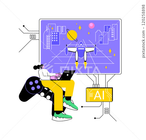 AI-Enhanced Gaming abstract concept vector illustration. 120258898