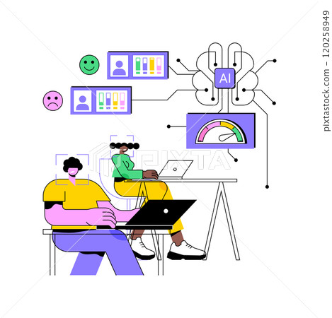 AI-Powered Employee Engagement Analysis abstract concept vector illustration. 120258949