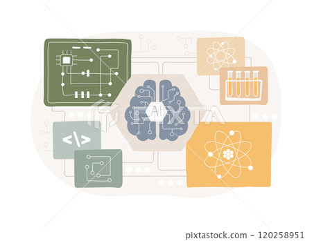 AI-Enabled Cross-Disciplinary Collaboration abstract concept vector illustration. 120258951