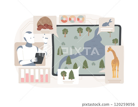 AI-Driven Biodiversity Monitoring abstract concept vector illustration. AI-Driven Biodiversity Monitoring abstract concept vector illustration. 120259056