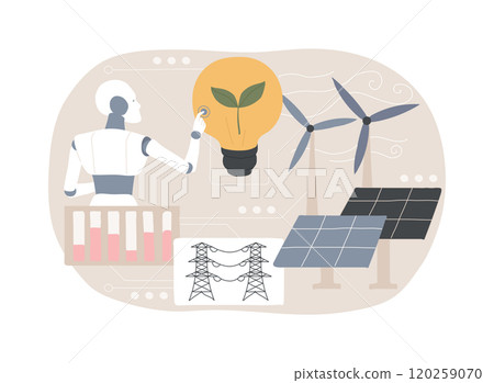 AI-Enhanced Renewable Energy abstract concept vector illustration. AI-Enhanced Renewable Energy abstract concept vector illustration. 120259070