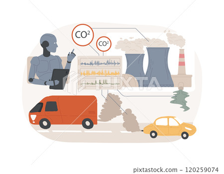 AI-Monitored Pollution Control abstract concept vector illustration. 120259074