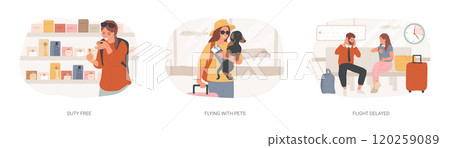 Airport routine isolated cartoon vector illustrations se 120259089