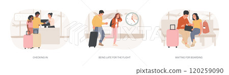 Traveling by plane isolated cartoon vector illustrations se 120259090