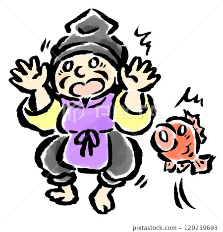 令人驚嘆的惠比壽天筆觸手繪插畫 120259693