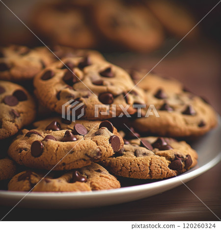 Close-up of a Plate of Chocolate Chip Cookies 120260324