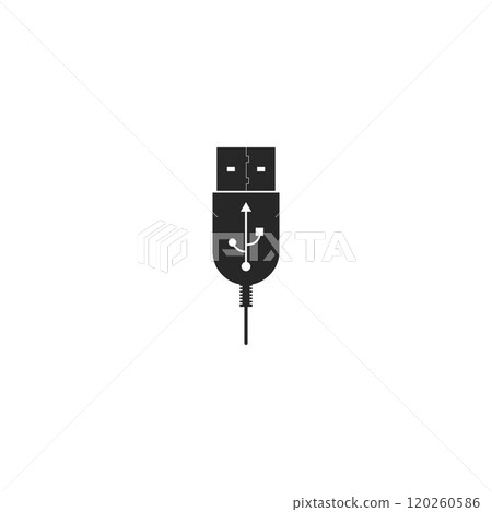 USB flash drive cable icon symbol button. Connector memory logo sign. Vector illustration image. USB flash drive cable icon symbol button. Connector memory logo sign. Vector illustration image. 120260586