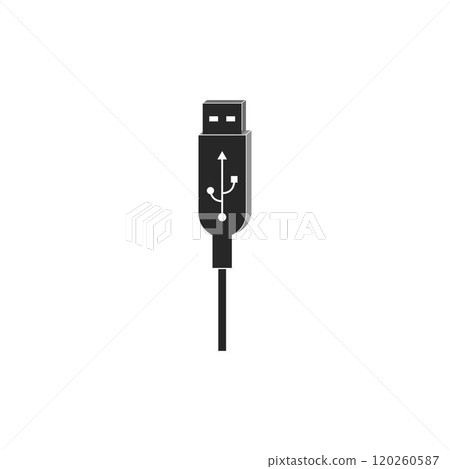 USB flash drive cable icon symbol button. Connector memory logo sign. Vector illustration image. 120260587