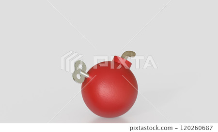 The Red Bomb and  wind up on white Background 3d rendering. 120260687