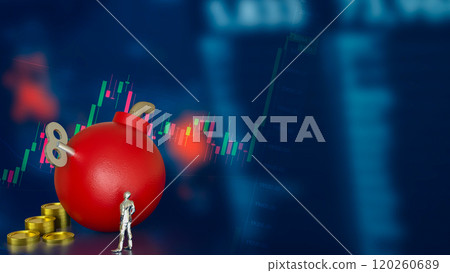 The Red Bomb  wind up and coins for Business concept  3d rendering. 120260689