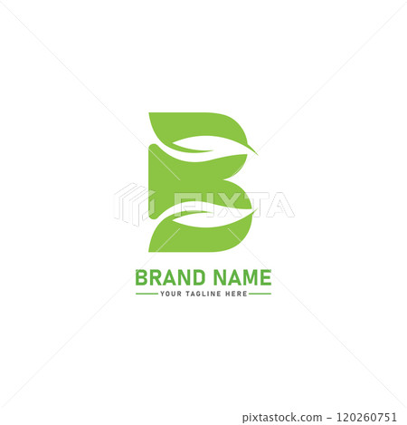 B letter with Leaf Logo Vector Illustration 120260751