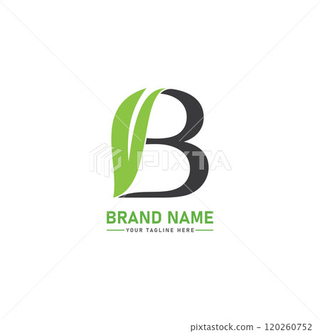 B letter with Leaf Logo Vector Illustration 120260752