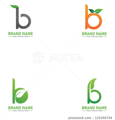 B letter with Leaf Logo Vector Illustration 120260784