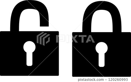 一組簡單的掛鎖單色插圖圖標 120260993