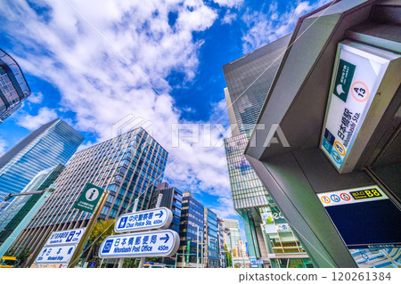 Tokyo cityscape in Japan in November. View of Nihonbashi Station (exit B8) in front of the Nihonbashi intersection and Coredo Nihonbashi on the 9th 120261384