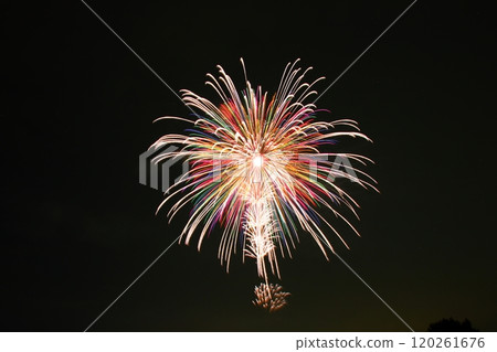 Fireworks blooming in the night sky Fireworks blooming in the night sky 120261676