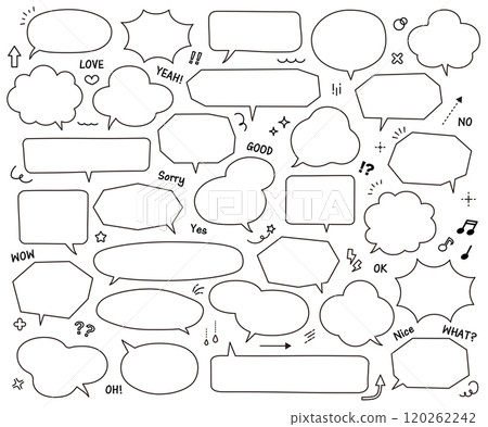 語音氣泡和圖示插圖集材料標題裝飾線語音氣泡變化處理線 語音氣泡和圖示插圖集材料標題裝飾線語音氣泡變化處理線 120262242