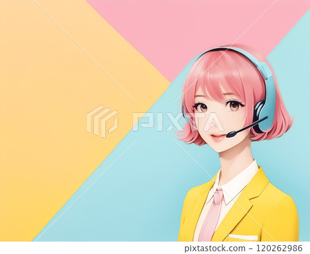 Image of a female operator working with a headset 120262986