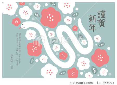 2025 Year of the Snake New Year's card template 120263093