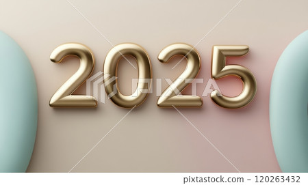 Elegant Metallic 2025 Countdown on Pastel Backdrop 120263432