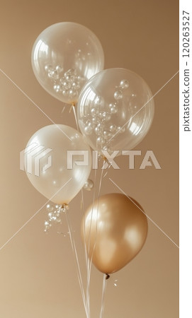 Cherrita07 s New Year inspired Balloons on Solid Warm Beige Background 120263527