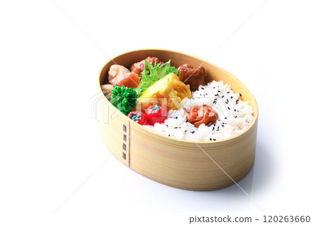Homemade bento (magewappa) on white background 120263660