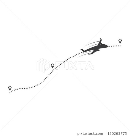 Airplane flight line route vector 120263775