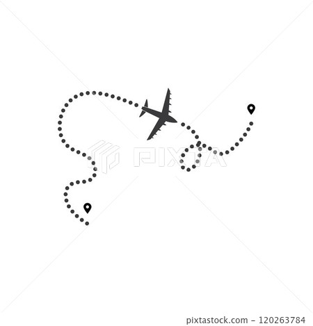 Airplane flight line route vector 120263784