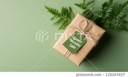 Eco Friendly Gifts Neatly Arranged for Green Monday Retail Promotion 120263837