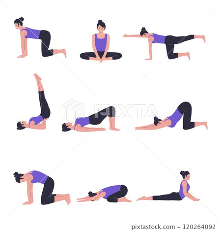 Vector set of kegel exercise for women Vector set of kegel exercise for women 120264092