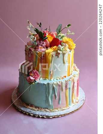 Big birthday cake. Generative AI 120264247