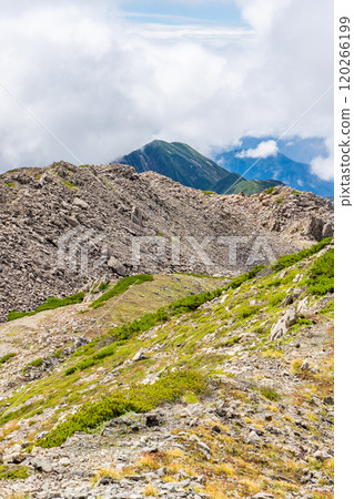 從赤石山山頂看到的宇岳，南阿爾卑斯，赤石山登山 120266199
