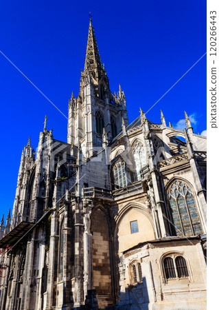 The church of Saint-Maclou church in Rouen, France. One of the best examples of the Flamboyant style of Gothic architecture in France 120266443