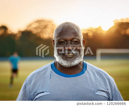 Timeless Determination: A Sunset Portrait of Athletic Wisdom and Strength 120266666