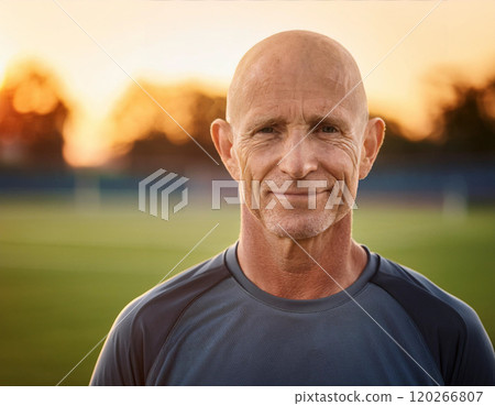 Timeless Determination: A Sunset Portrait of Athletic Wisdom and Strength 120266807
