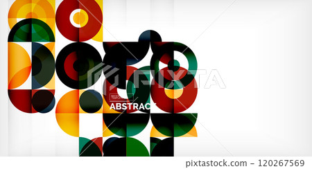 Minimal geometric abstract background. Circle square and triangle design. Trendy techno business template for wallpaper, banner, background or landing Minimal geometric abstract background. Circle square and triangle design. Trendy techno business template for wallpaper, banner, background or landing 120267569