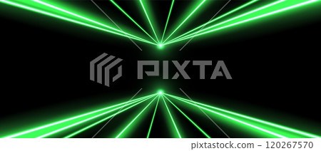 Green laser beams, concert or nightclub spotlights light effect. 120267570