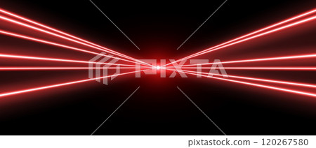 Red laser beams, concert or nightclub spotlights light effect. 120267580