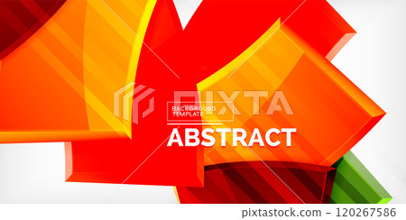 Round 3d shapes, plates background. Creative composition design template 120267586