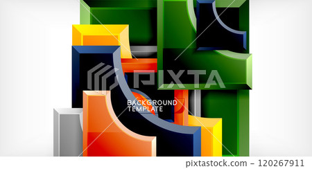 Square, arrow shapes with round elements Vector Illustration For Wallpaper, Banner, Background, Card, Book Illustration, landing page 120267911